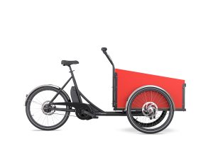 Christiania cargo bike with mid dirve and red classic box