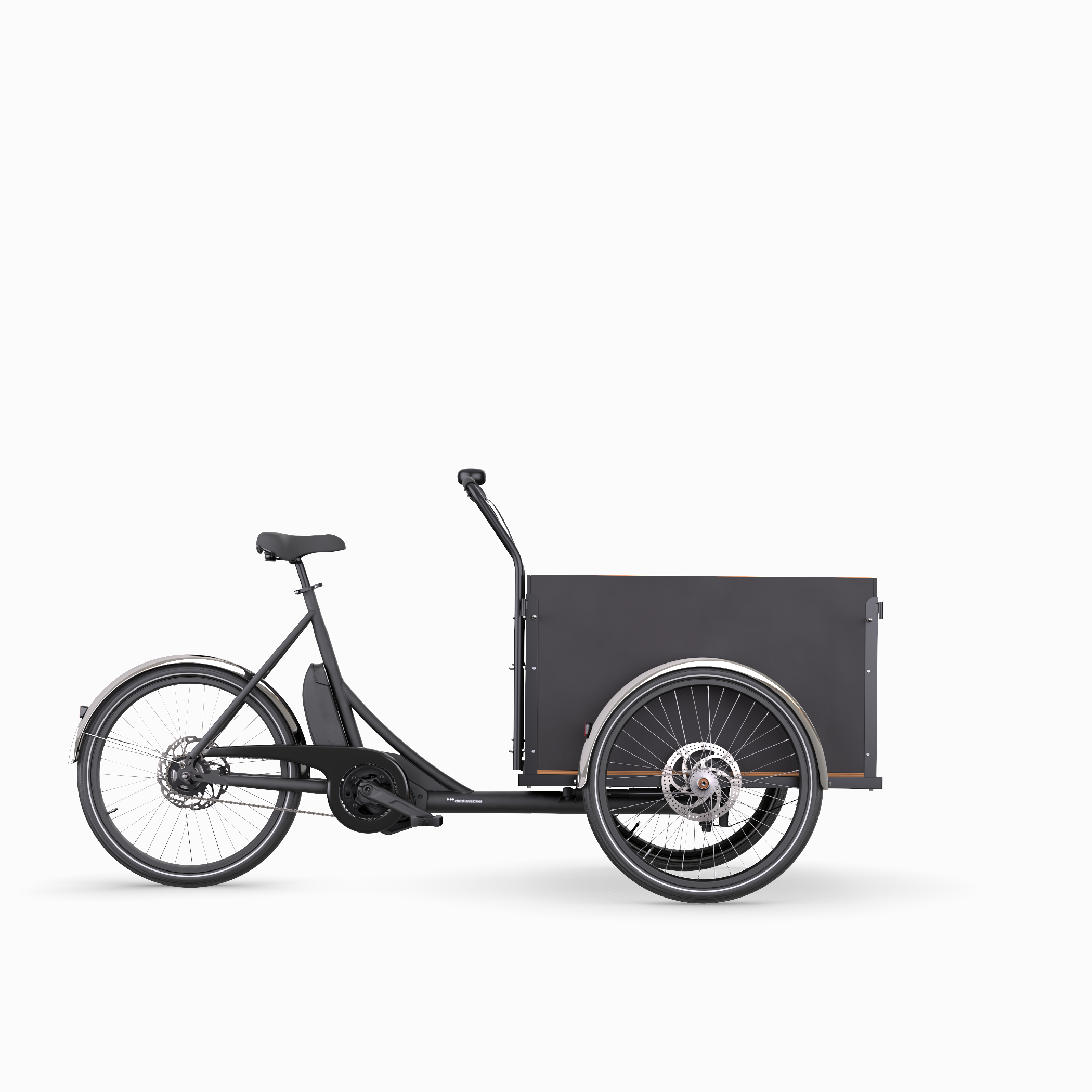 Matt black Christiania Straight MidDrive cargo bike
