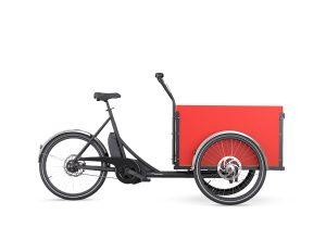 Christiania cargo bike with mid dirve and red straight box