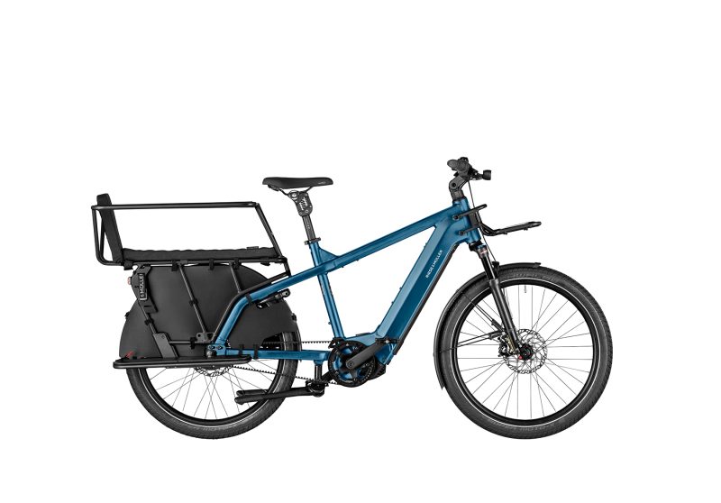  A petrolblue Riese and Muller Multicharger2 GT Touring cargo bike with safetybar