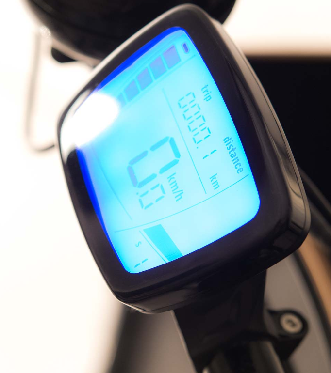 Close up of a Promovec screen on a Christiania cargo bike