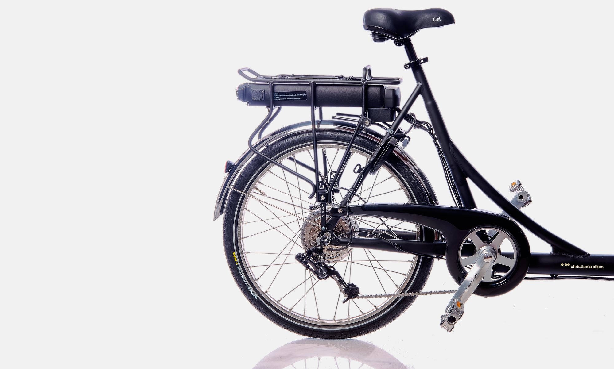 Rear drive of a black Christiania cargo bike