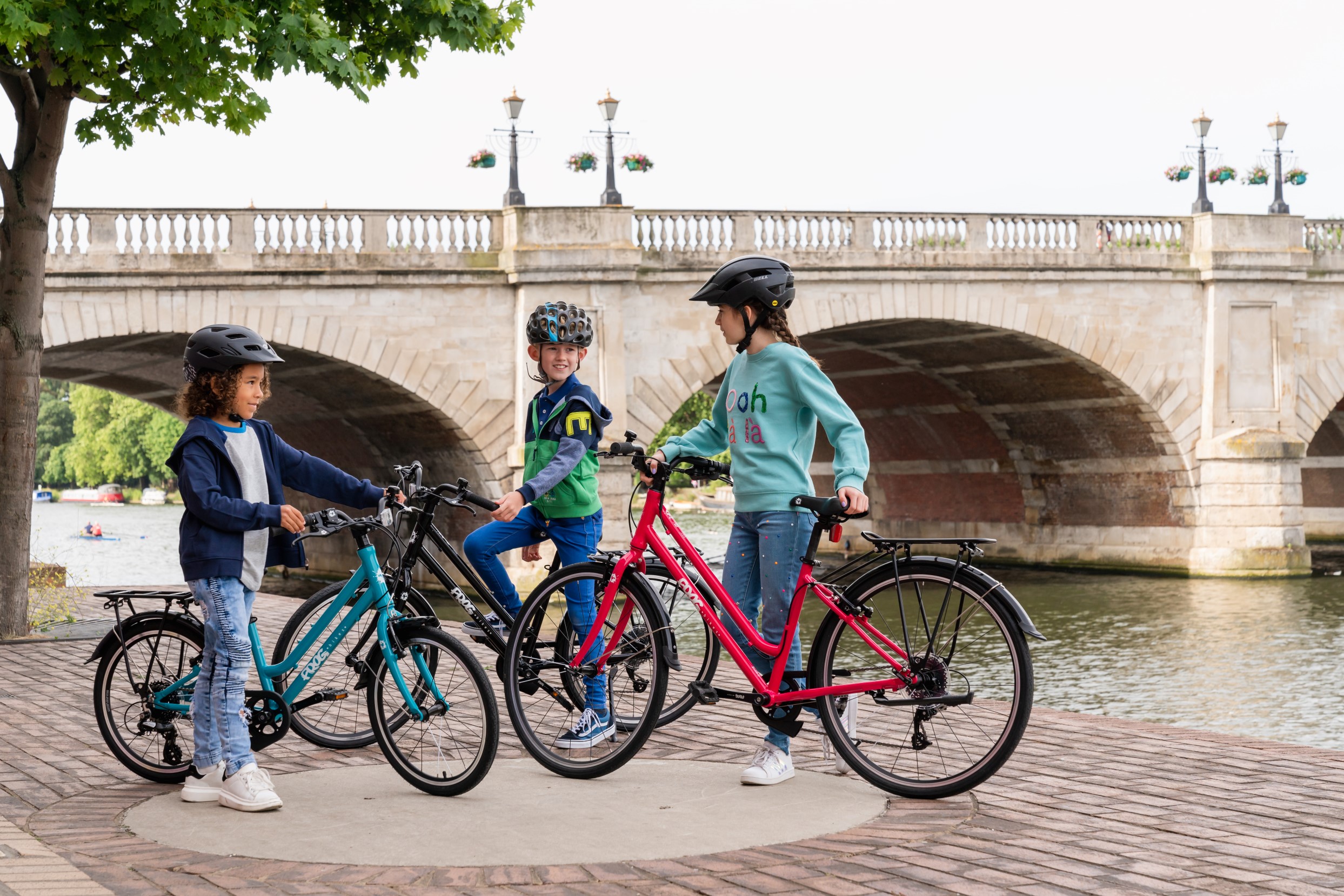 Group of kids on Frog City bikes