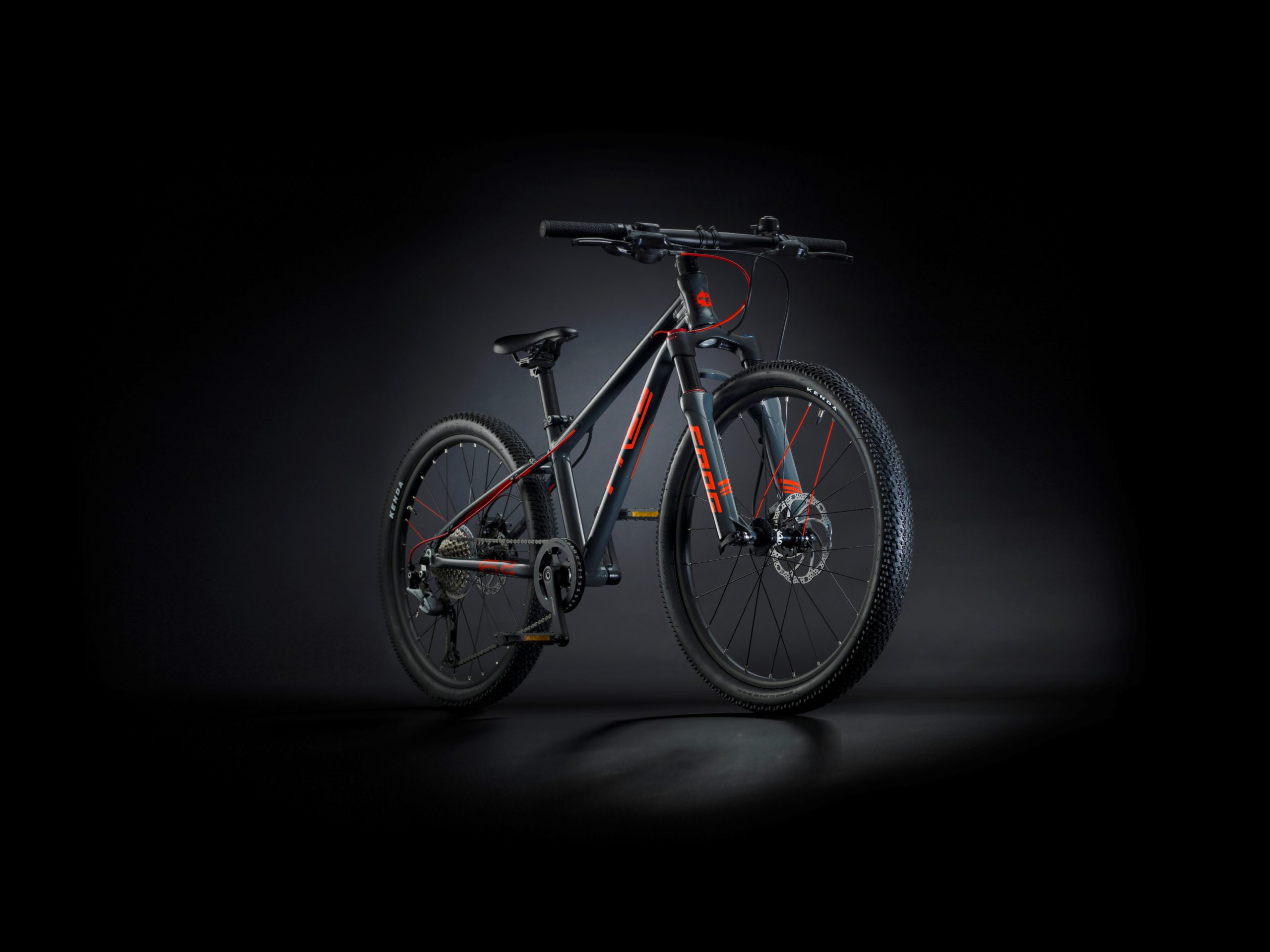 Neon red Frog Mountain 62 bike