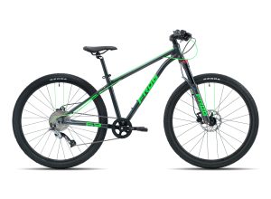 Neon Green Frog Mountain 69 bike from the side